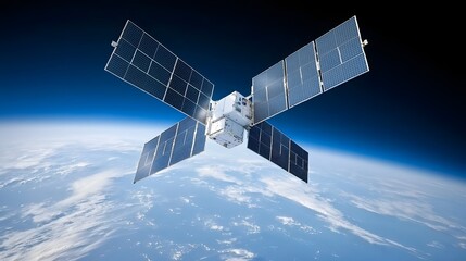 Aufkleber - Satellite based synthetic aperture radar SAR system in orbit monitoring and tracking the movements of tectonic plates on Earth s surface from a high vantage point