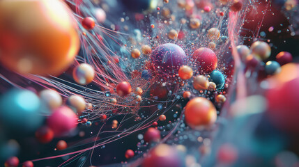 Poster - Abstract cyberspace with digital lines, neuron particles background. Big data, artificial intelligence, neural network digital technology concept. 3d illustration of cyber hi-tech