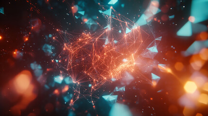 Poster - global network. blockchain 3d illustration. neural networks and artificial intelligence. concept of 