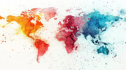 Poster - abstract map of continents. globalization and geopolitics in high-tech world of future. 3d illustrat