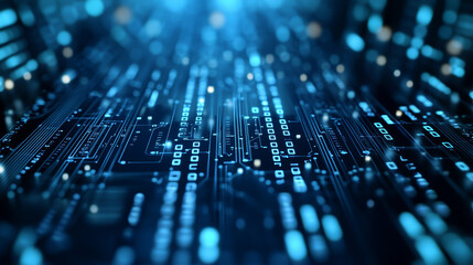 Poster - digital field of information. data exchange and sales analytics. big data flow in futuristic databas