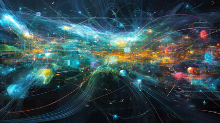 Poster - abstract map of continents. globalization and geopolitics in high-tech world of future. 3d illustrat