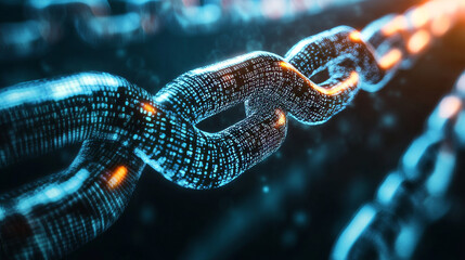 Poster - Cyberdata flow. Blockchain data fields. Cyberspace. Digital generation, electronic field, processed data waves, big data analytics. 3D illustration music waves