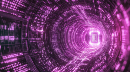 Poster - abstract purple, neon background. digital technology. concept of high tech internet network. 3d illu