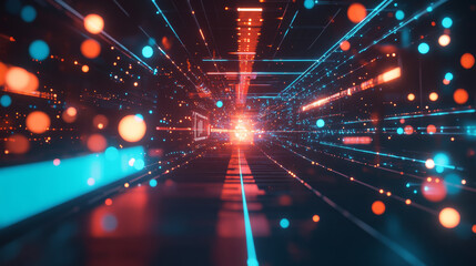 Poster - artificial intelligence and wireless technology. global digital network. bright neon light. 3d illus
