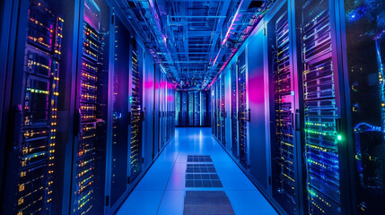 Poster - Global database. Motherboard, processor, CPU, quantum computer 3D illustration. High tech, Blockchain, Cyberspace, Innovation and technology
