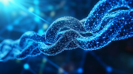 Poster - big data stream. global decentralized network. future technology 3d illustration. visualization bloc