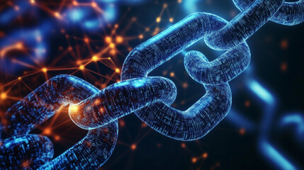 Poster - big data stream. global decentralized network. future technology 3d illustration. visualization bloc
