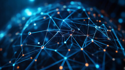 Poster - big data stream. global decentralized network. future technology 3d illustration. visualization bloc