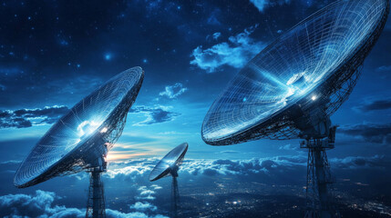 Poster - the global communication network around planet earth. raster illustration