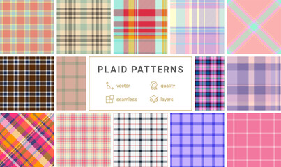 Aufkleber - classic checkered plaid set, offering versatile geometric patterns for shirts, clothes, and textile 