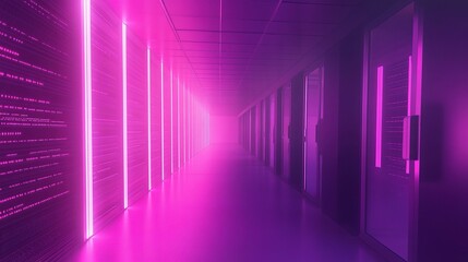Poster - Futuristic Data Center with Glowing Servers in Vibrant Colors
