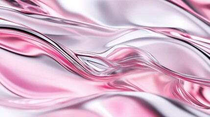 Wall Mural - abstract reflective fluid art in pink and silver tones