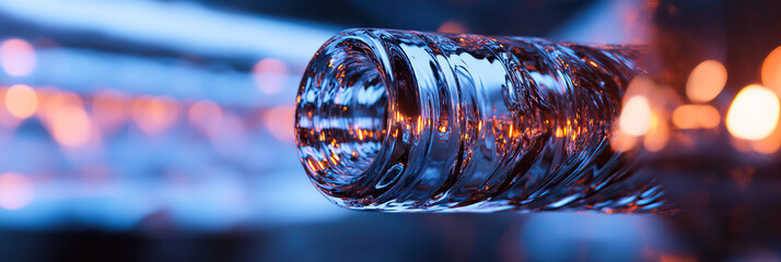 Poster - Close-up of Glass Cylinder with Bokeh Lighting