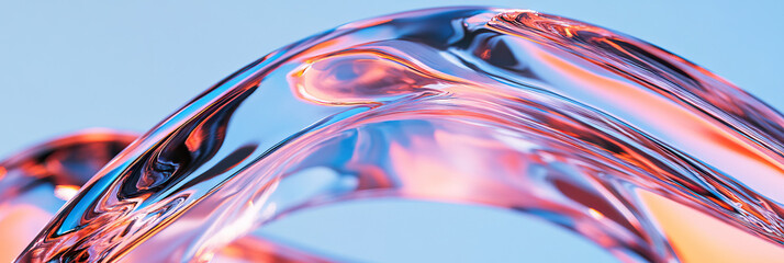 Poster - Abstract Flowing Translucent Material in Coral and Blue Hues