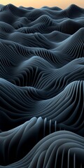 Poster - Abstract Black Waves Background. Futuristic Lines, Modern Art Pattern Design. Minimalist Wallpaper.