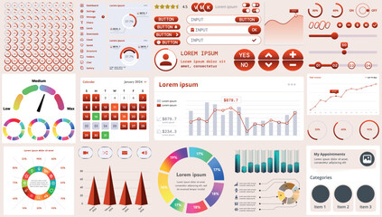 Poster - a set of modern interface elements for business applications and websites: buttons, charts, menus, g