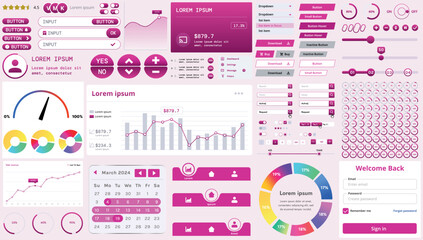 Poster - a set of modern interface elements for business applications and websites: buttons, charts, menus, g