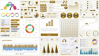 Poster - a set of modern interface elements for business applications and websites: buttons, charts, menus, g