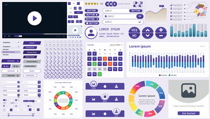 Poster - a set of modern interface elements for business applications and websites: buttons, charts, menus, g