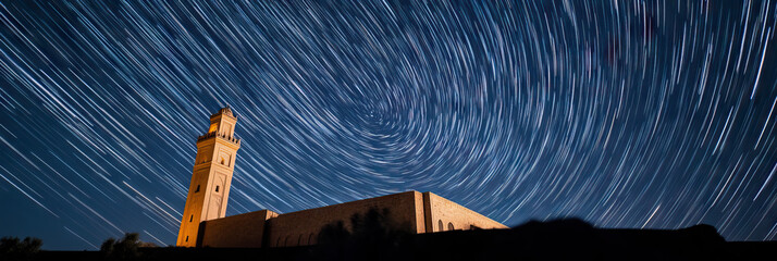 Wall Mural - Minaret and Mosque Wall with Star Trails