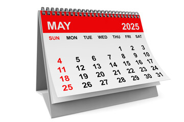 Poster - 2025 Year May Calendar. 3d rendering