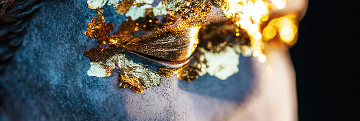 Poster - Close-up of Gold Leaf on Textured Surface