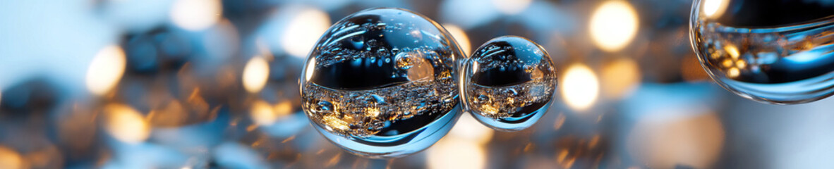 Poster - Three Translucent Spheres with Internal Bubbles and Light Reflections