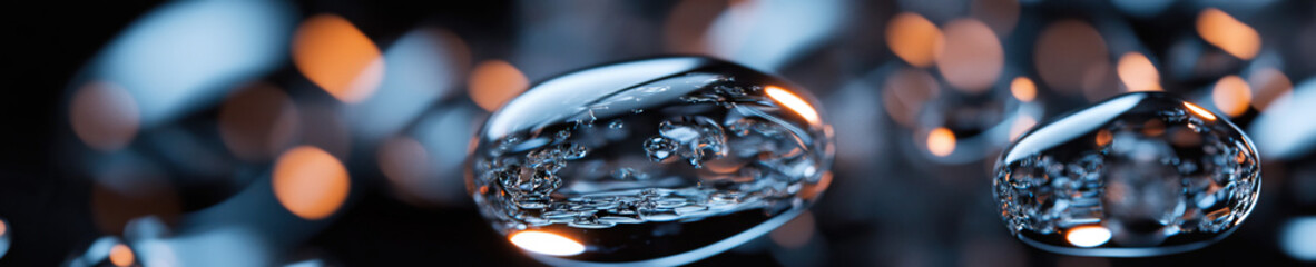 Poster - Two Translucent Spheres with Internal Bubbles and Bokeh Background