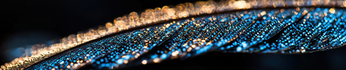 Poster - Macro Photograph of a Water-Covered Feather
