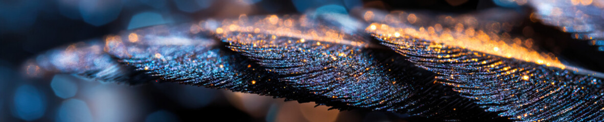 Poster - Close-up of a Glittering Feather with Bokeh Background