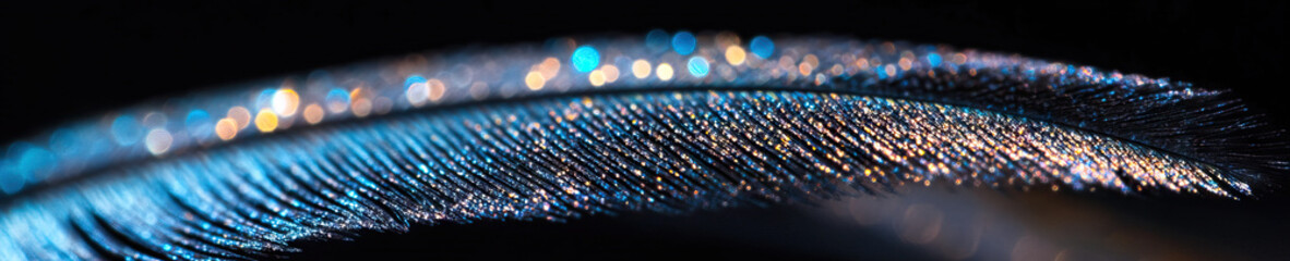 Poster - Close-up Photograph of a Glitter-Dusted Feather