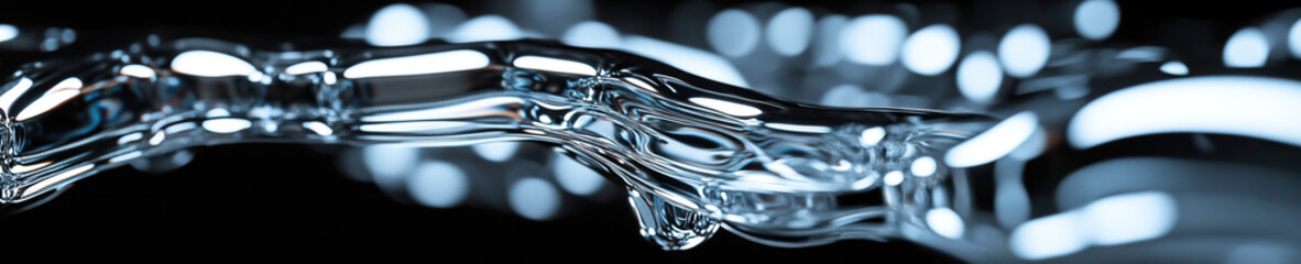 Poster - Close-up of Flowing Metallic Liquid with Blurred Background
