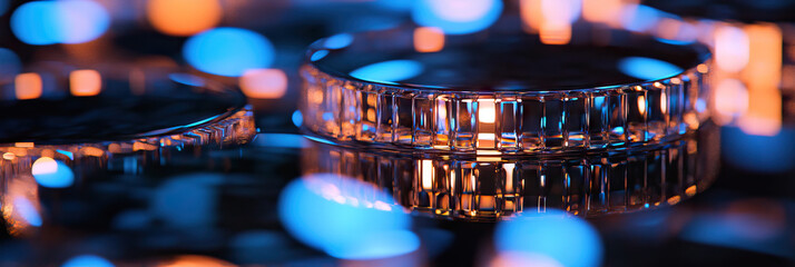 Poster - Reflective Faceted Cylinders Under Blue and Orange Illumination