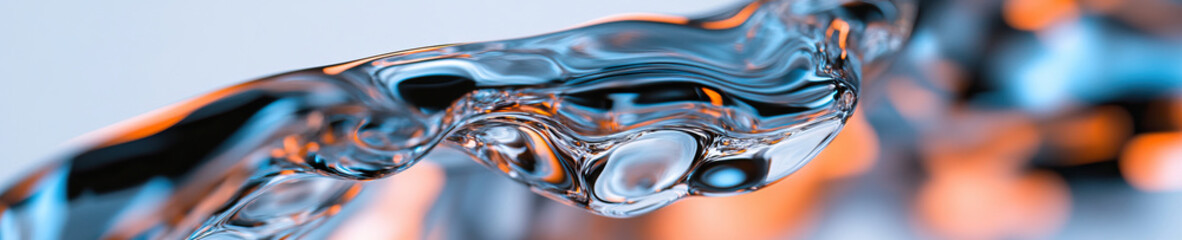 Poster - Abstract Image of a Translucent Liquid with Blue and Orange Coloration