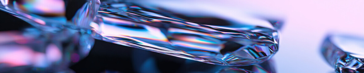 Poster - Iridescent Glass Fragments in Blue, Pink, and Purple