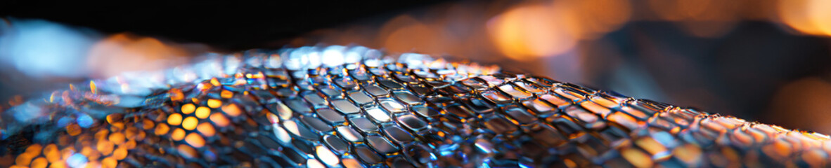 Poster - Iridescent Grid Surface with Blurred Background Lighting