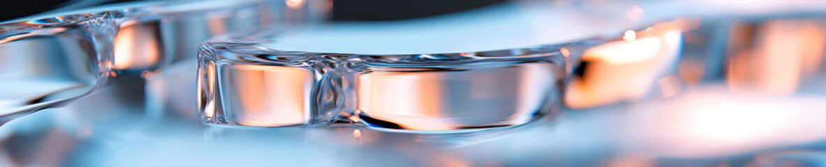 Poster - Close-up of Translucent Glass Blocks with Internal Light Reflection