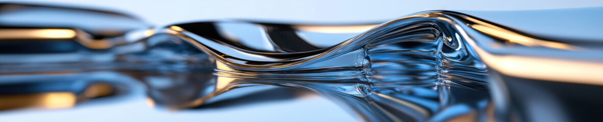 Poster - Abstract Chrome and Blue Metallic Form