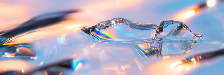 Poster - iridescent liquid surface with refracted light