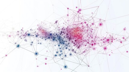 Poster - An abstract representation of machine learning with connected nodes and data flowing through a network.