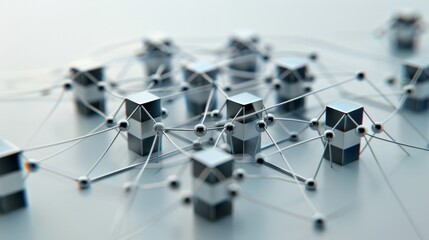 Poster - 3d representation of a machine learning model with interconnected data.