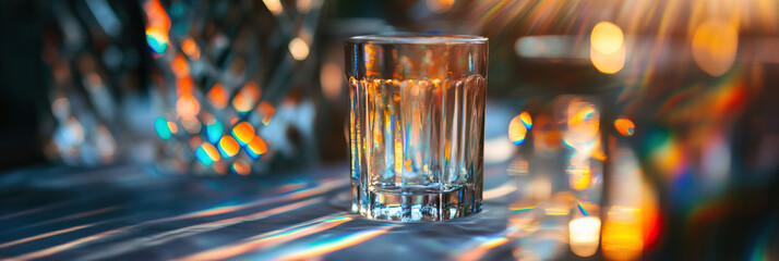 Poster - Empty Glass with Rainbow Reflections