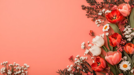 Aufkleber - red flower background