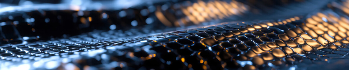 Poster - Close-up of Dark Glossy Textured Surface with Repeating Pattern