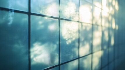 Poster - Sunlight gently pours through a textured glass panel, creating calming reflections and delicate patterns. The atmosphere feels peaceful and serene, inviting quiet moments of reflection