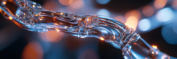 Poster - Close-up of Translucent Object with Internal Structures and Bubbles