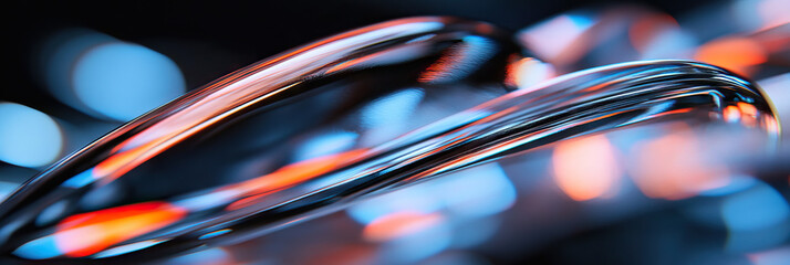 Poster - Abstract Image of a Translucent Curved Object with Blue and Orange Reflections