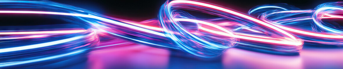 Poster - Intertwined Neon Light Tubes in Blue and Pink