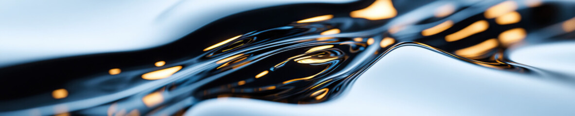 Poster - Abstract Composition of Dark Liquid with Gold Highlights